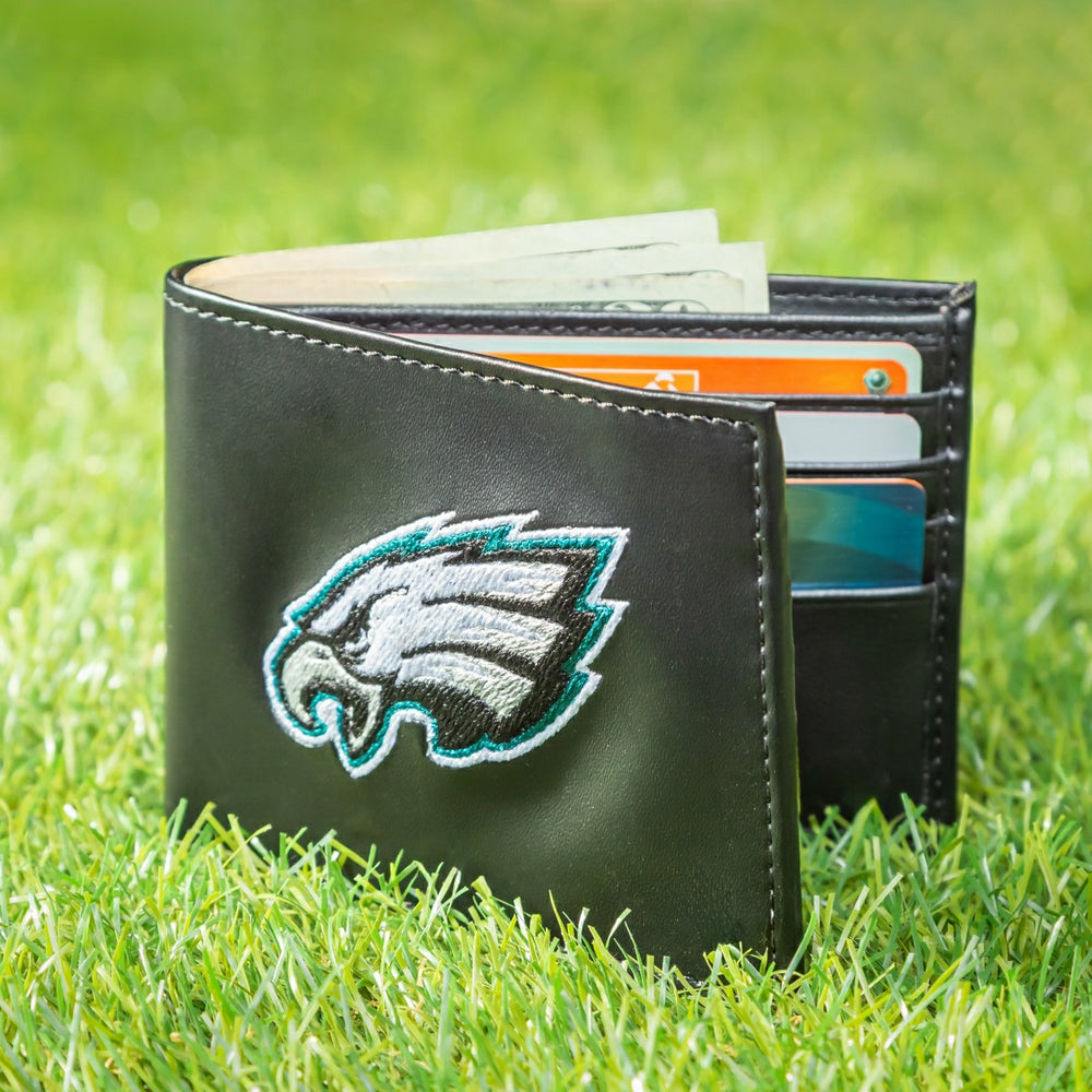 Philadelphia Eagles Black Bi-Fold Embroidered Wallet w/ RFID Blocking - NFL Home