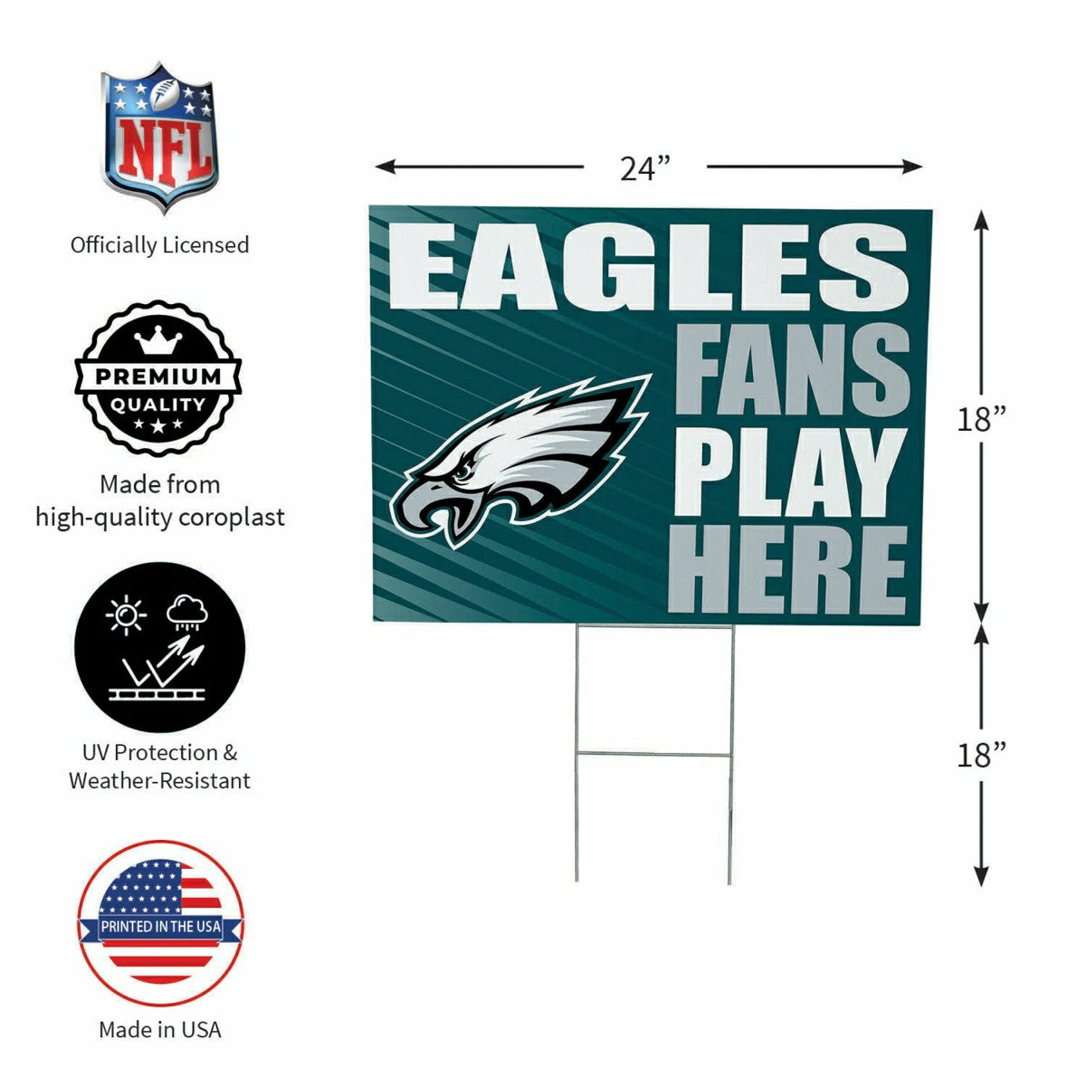 Philadelphia Eagles Coroplast Yard Sign "Fans Play Here" - NFL Home