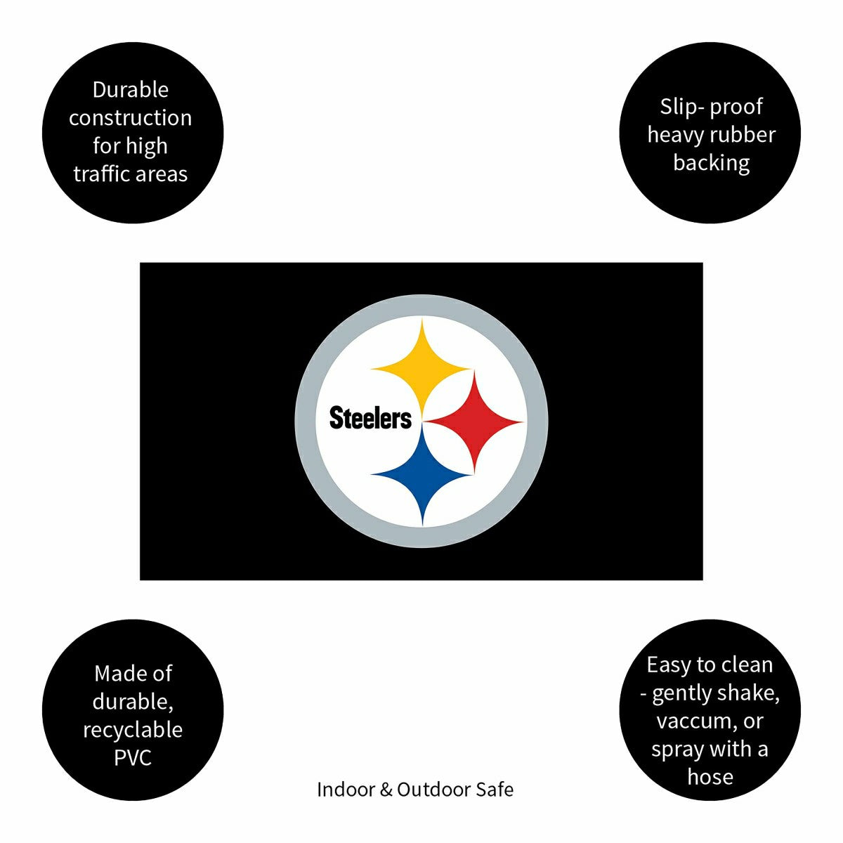 Full Color PVC Mat, 16" x 28", Pittsburgh Steelers - NFL