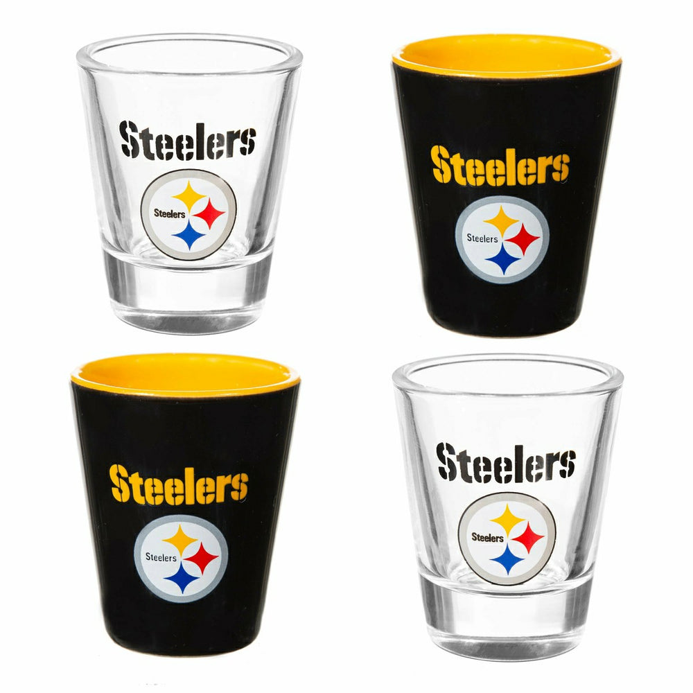 Pittsburgh Steelers 4-Piece Ceramic and Glass 2oz. Shot Glass Set - NFL Home