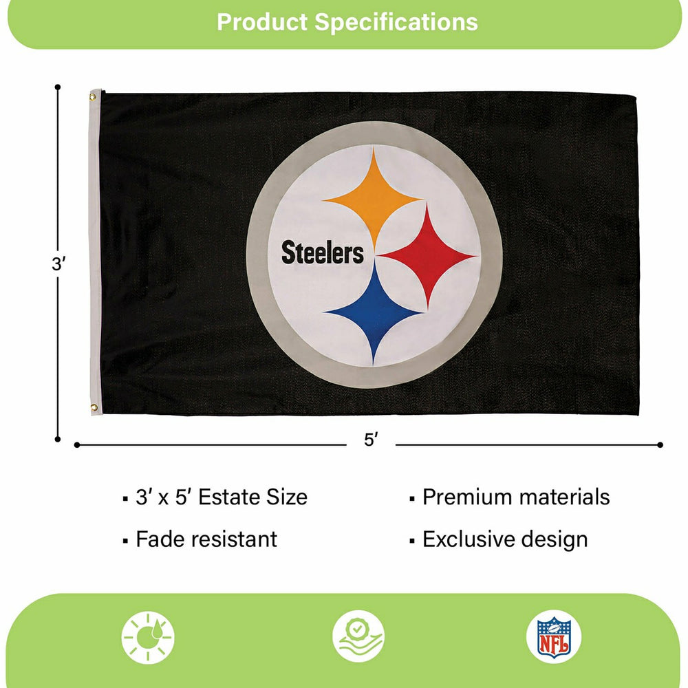 Pittsburgh Steelers Single Sided Estate Flag with 2 Grommets, 3'x5' - NFL Home