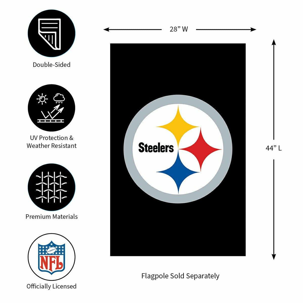 Applique Flag, Reg, Pittsburgh Steelers - NFL Home