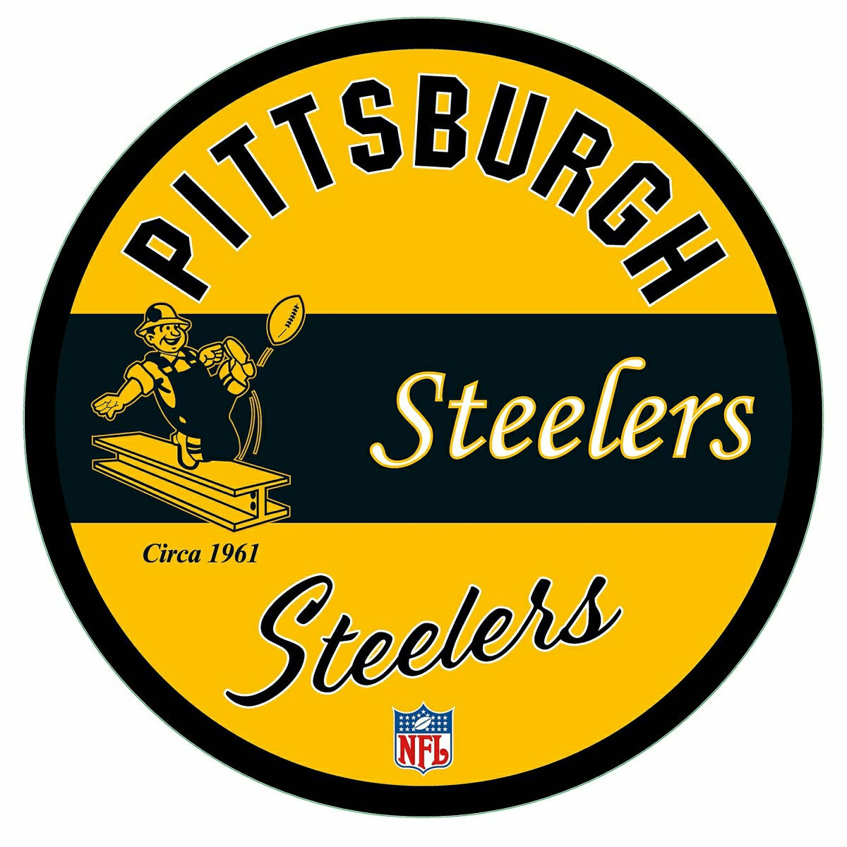 Pittsburgh Steelers NFL Football Large Round Vintage Edgelite LED Deco - NFL Home