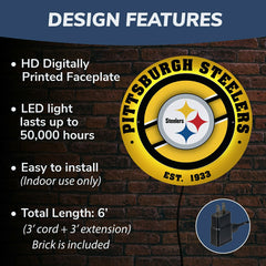 Pittsburgh Steelers, Metal Lite, Round - NFL
