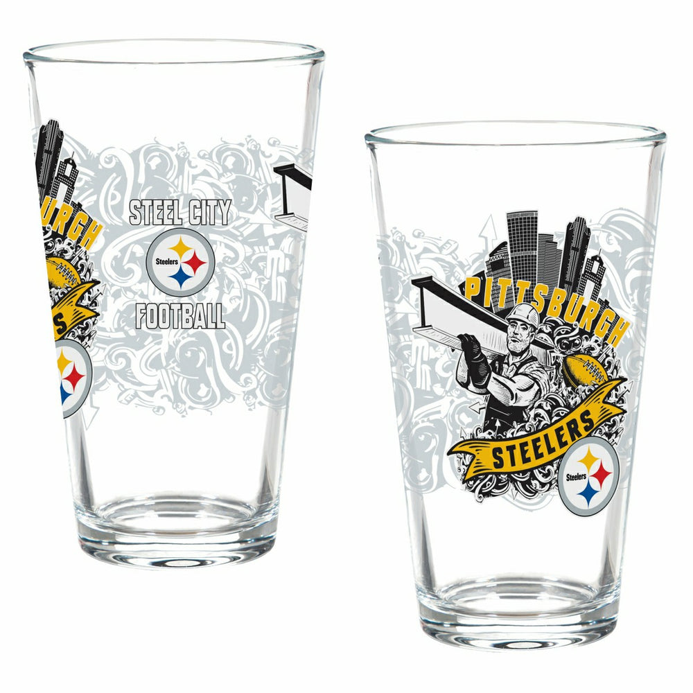 Pittsburgh Steelers 16oz Glass pint, Set of 2 - NFL Home