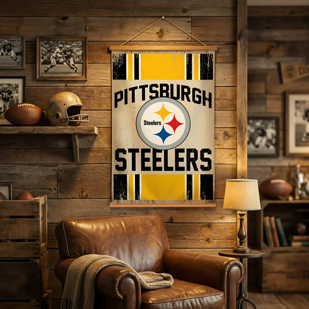 Pittsburgh Steelers, Canvas Wall Tapestry, Medium, 36x24 - NFL Home