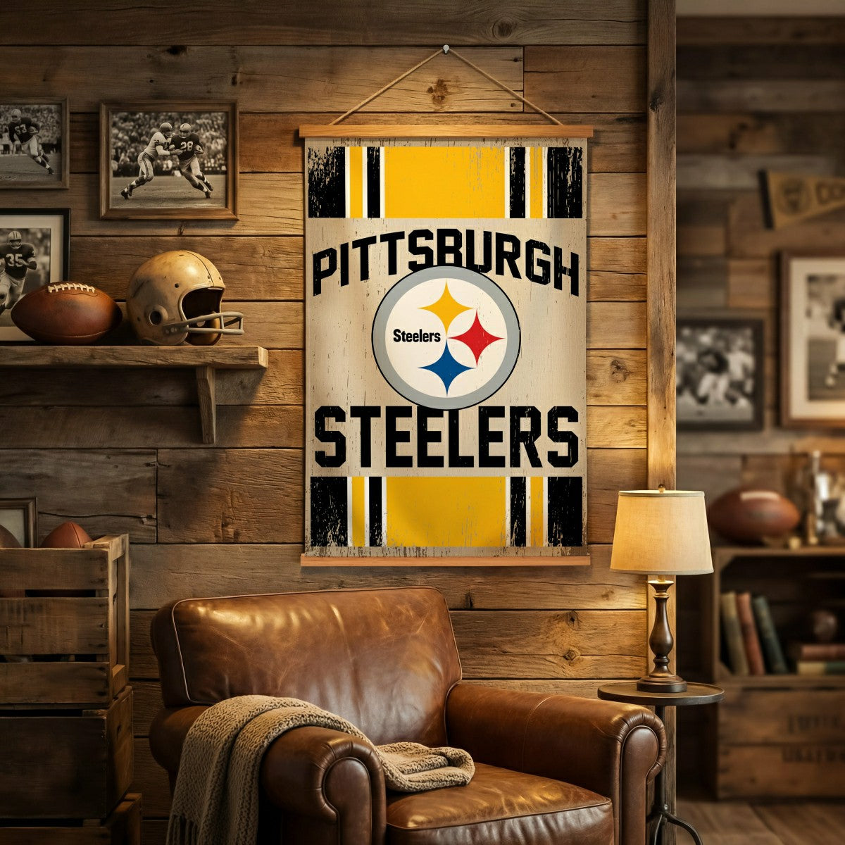 Pittsburgh Steelers, Canvas Wall Tapestry, Medium, 36x24 - NFL Home