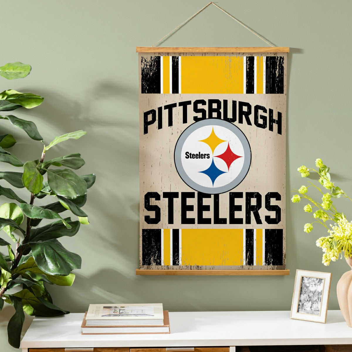 Pittsburgh Steelers, Canvas Wall Tapestry, Medium, 36x24 - NFL Home