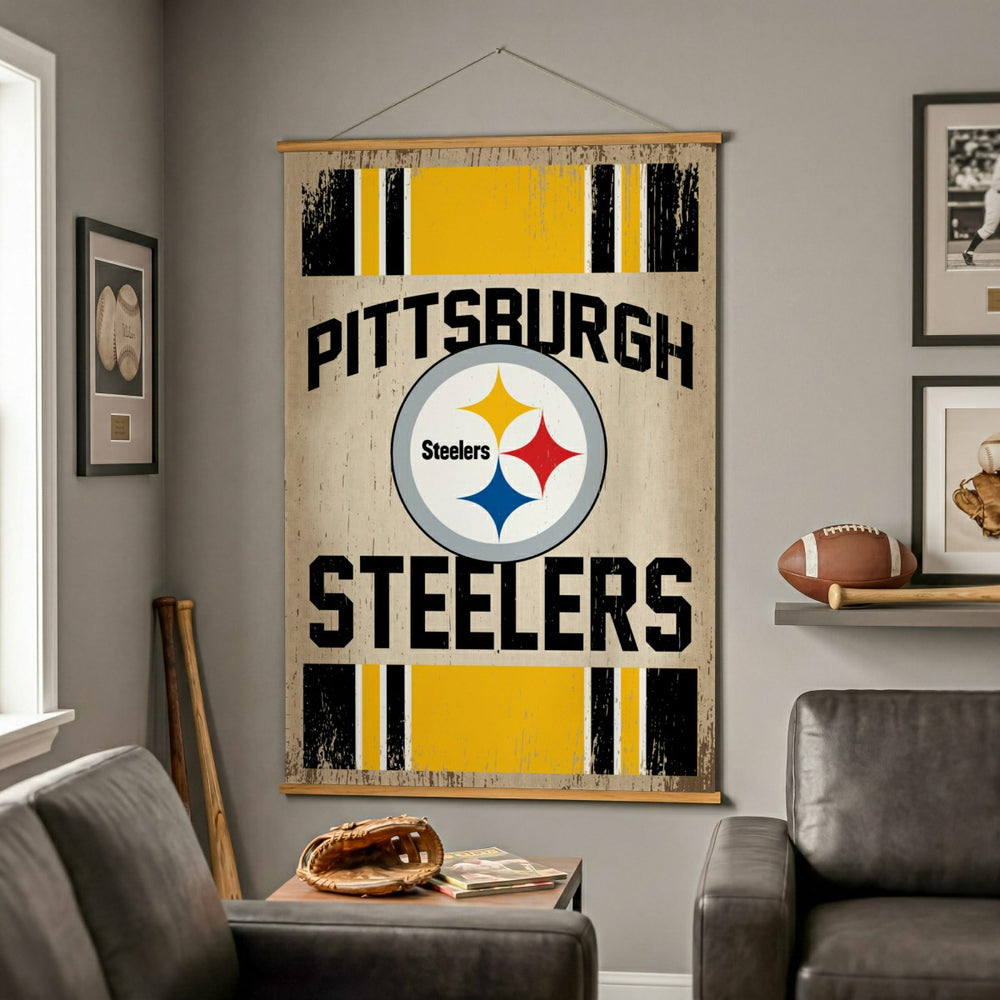 Pittsburgh Steelers, Canvas Wall Tapestry, Large, 54x36 - NFL Home