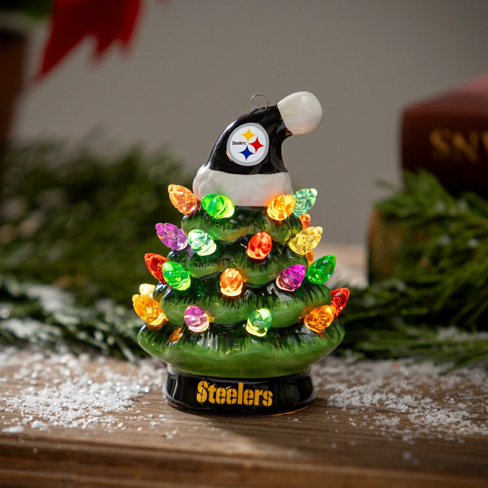 4" Mini LED Tabletop Christmas Tree, Set of 2, Pittsburgh Steelers - NFL Home