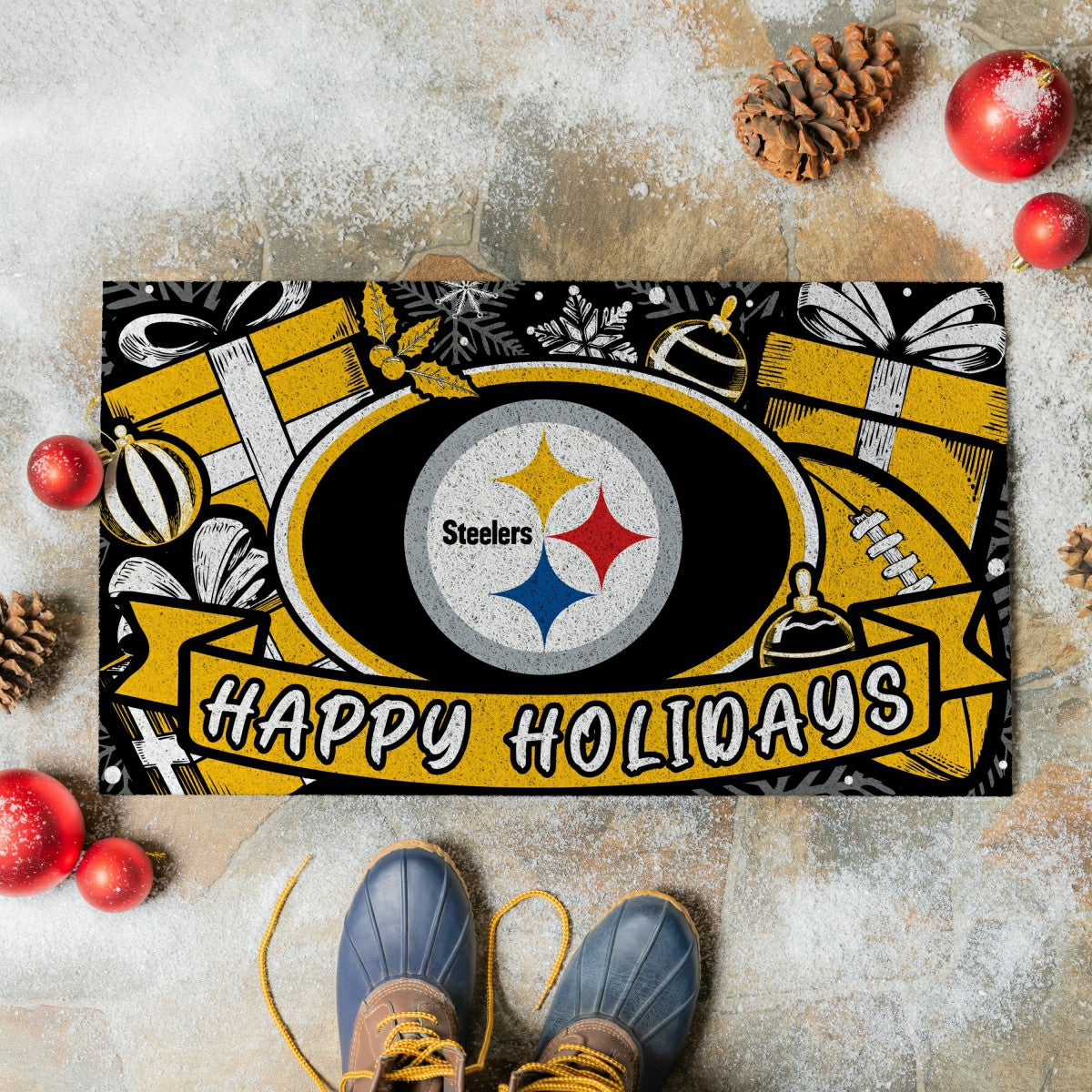Pittsburgh Steelers Holiday PVC Mat, 28"x16" - NFL