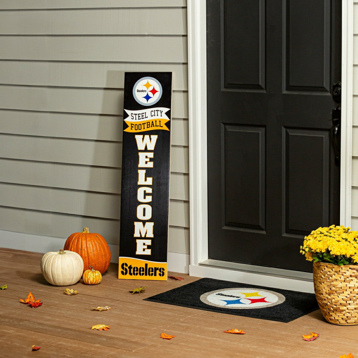 46" Double Sided Leaner, Pittsburgh Steelers, Fall Seasonal - NFL Home