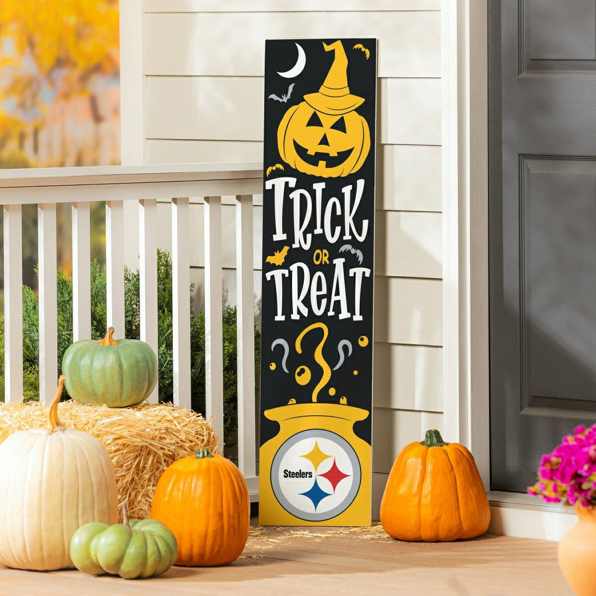 47" Double Sided Leaner, Pittsburgh Steelers, Halloween - NFL Home