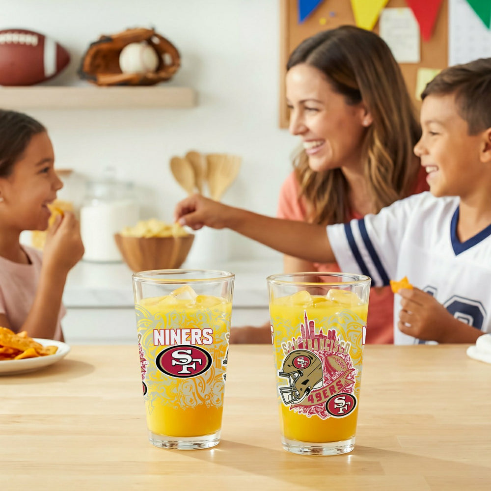 San Francisco 49ers 16oz Glass pint, Set of 2 - NFL Home