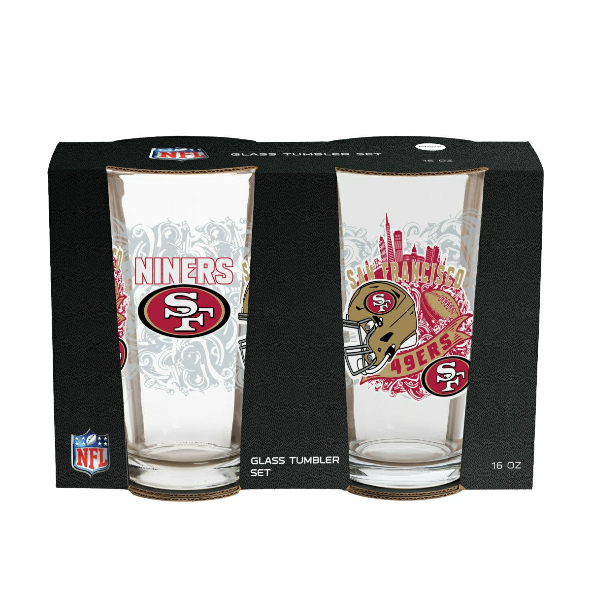 San Francisco 49ers 16oz Glass pint, Set of 2 - NFL Home