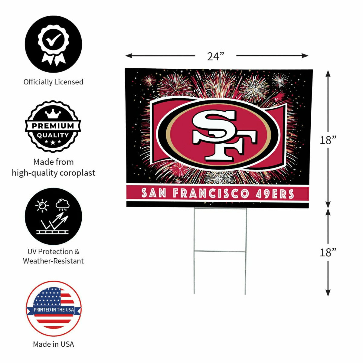 San Francisco 49ers Yard Sign, Patriotic - NFL Home