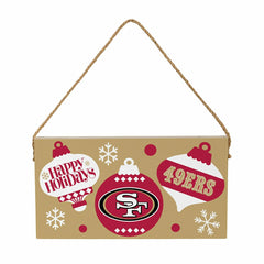San Francisco 49ers Holiday Wood Wall Sign, 6x11 - NFL Home