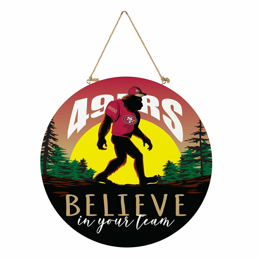 San Francisco 49ers Bigfoot Round Door Décor with Hanging Rope, 18x18 - NFL Home
