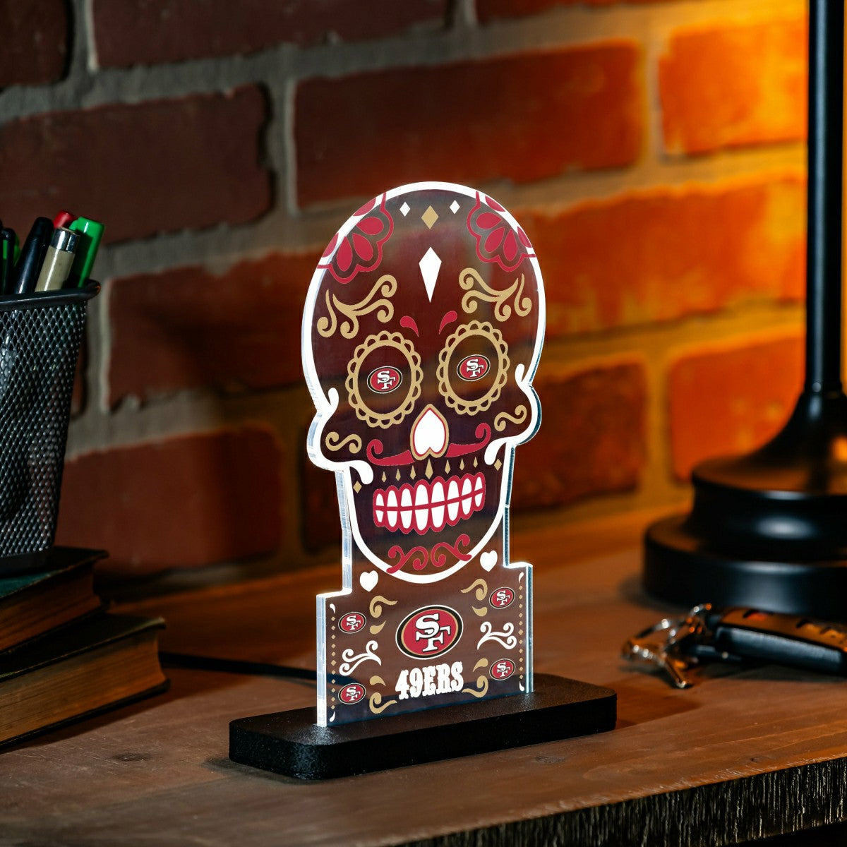San Francisco 49ers NFL Football Sugar Skull Desklite LED Decor - NFL Home