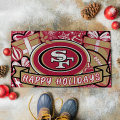 San Francisco 49ers Holiday PVC Mat, 28"x16" - NFL