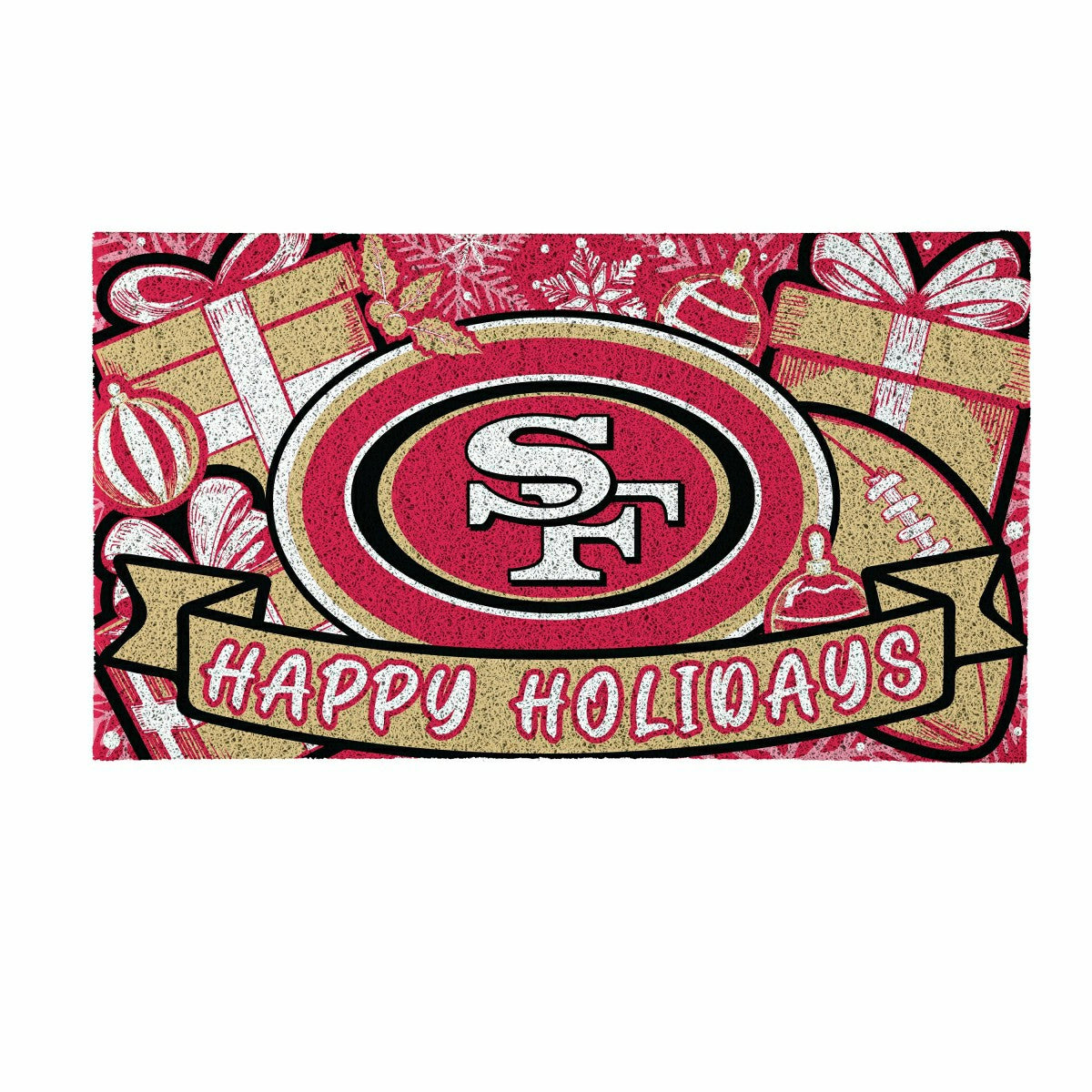 San Francisco 49ers Holiday PVC Mat, 28"x16" - NFL
