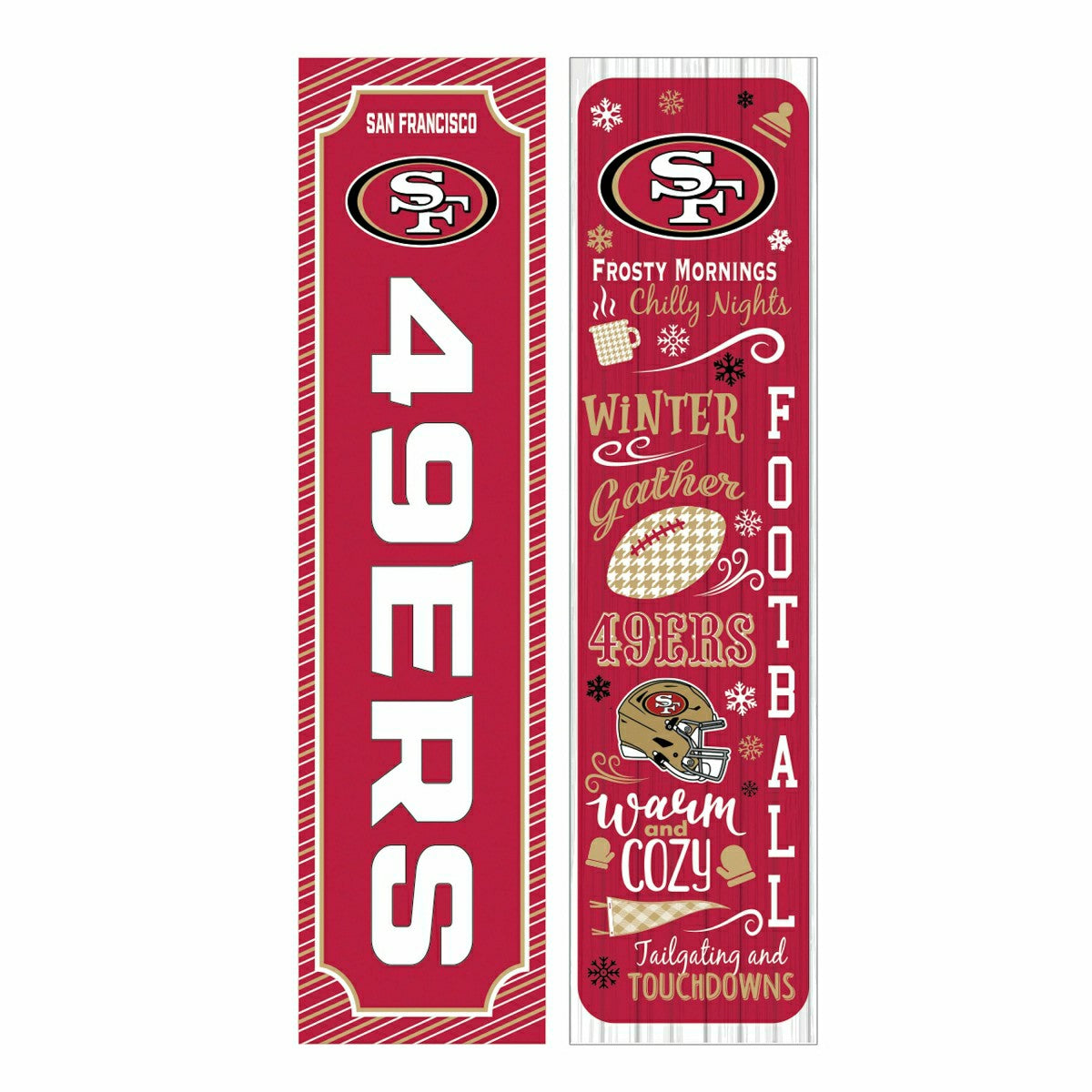 46" Double Sided Leaner, San Francisco 49ers, Winter Seasonal - NFL Home