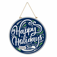 Seattle Seahawks Holiday Round Door Décor with Hanging Rope, 18x18 - NFL Home