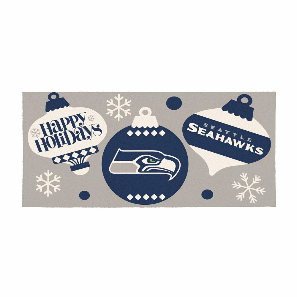 Seattle Seahawks Holiday Flocked Coir Sassafras Switch Mat, 22"x10" - NFL