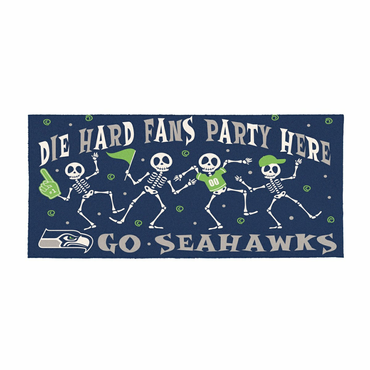 Seattle Seahawks Flocked Coir Halloween Sassafras Switch Mat, 22"x10" - NFL