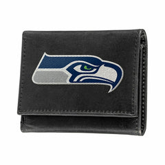 Seattle Seahawks Black Tri-Fold Embroidered Wallet w/ RFID Blocking - NFL Home