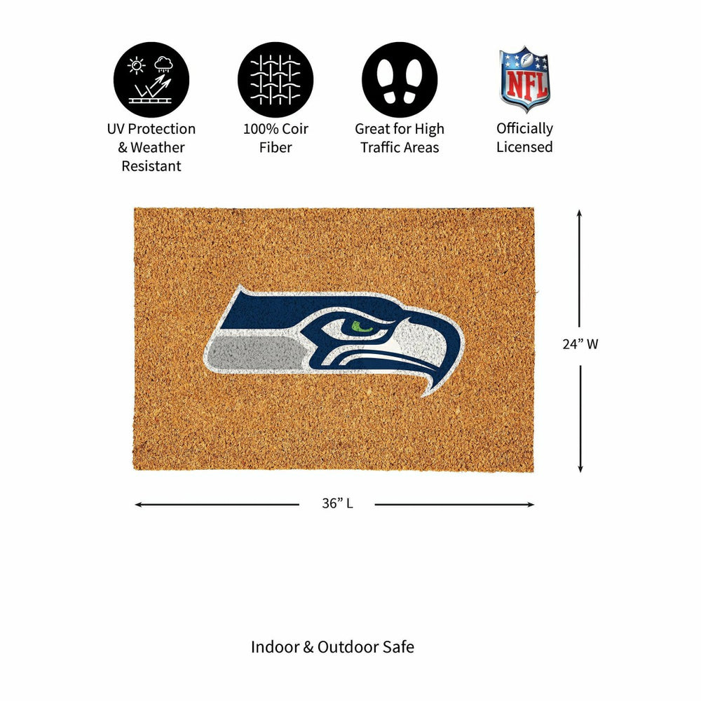 Seattle Seahawks Large Full Color Coir Mat, 36"x24" - NFL