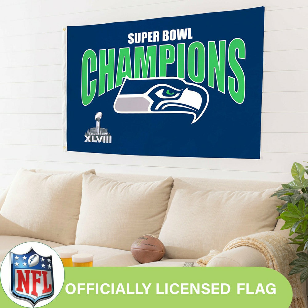Seattle Seahawks Superbowl XLVIII Champions Football 3x5 Flag - NFL Home