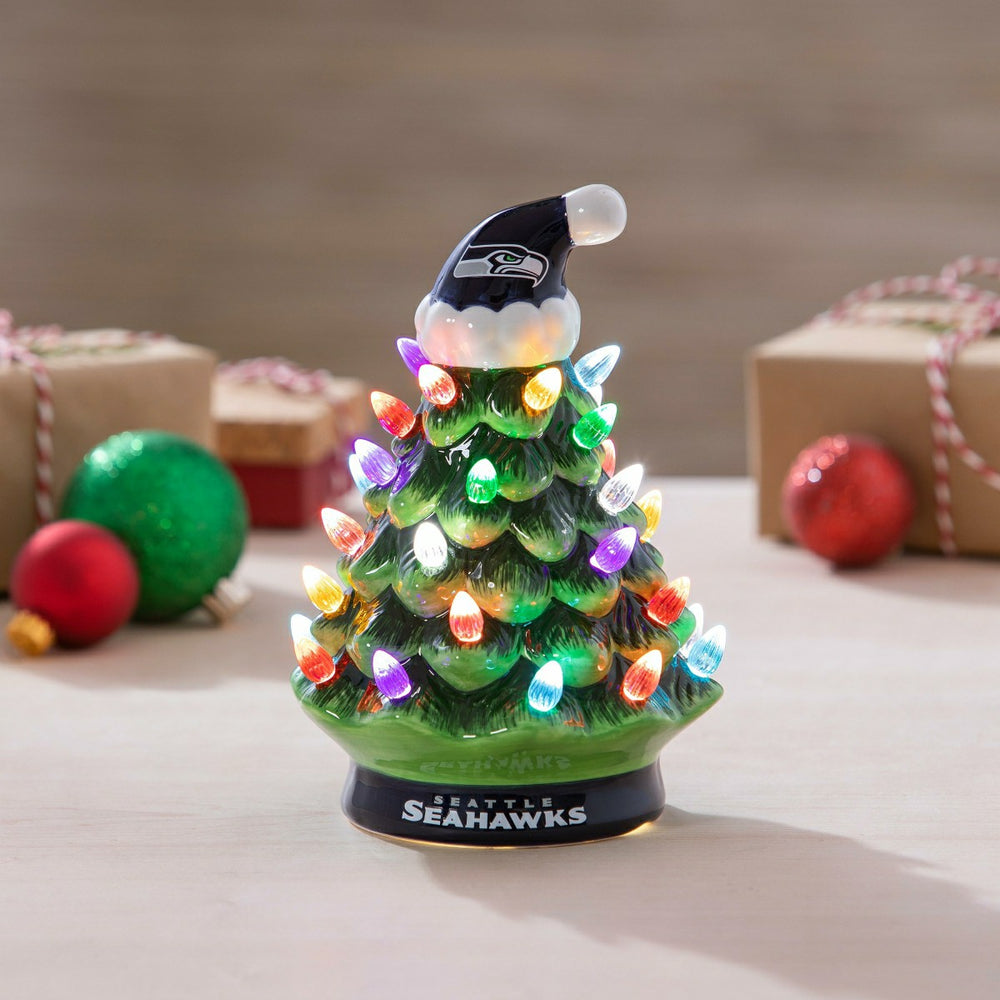 8" LED Ceramic Christmas Tree, Seattle Seahawks - NFL Home