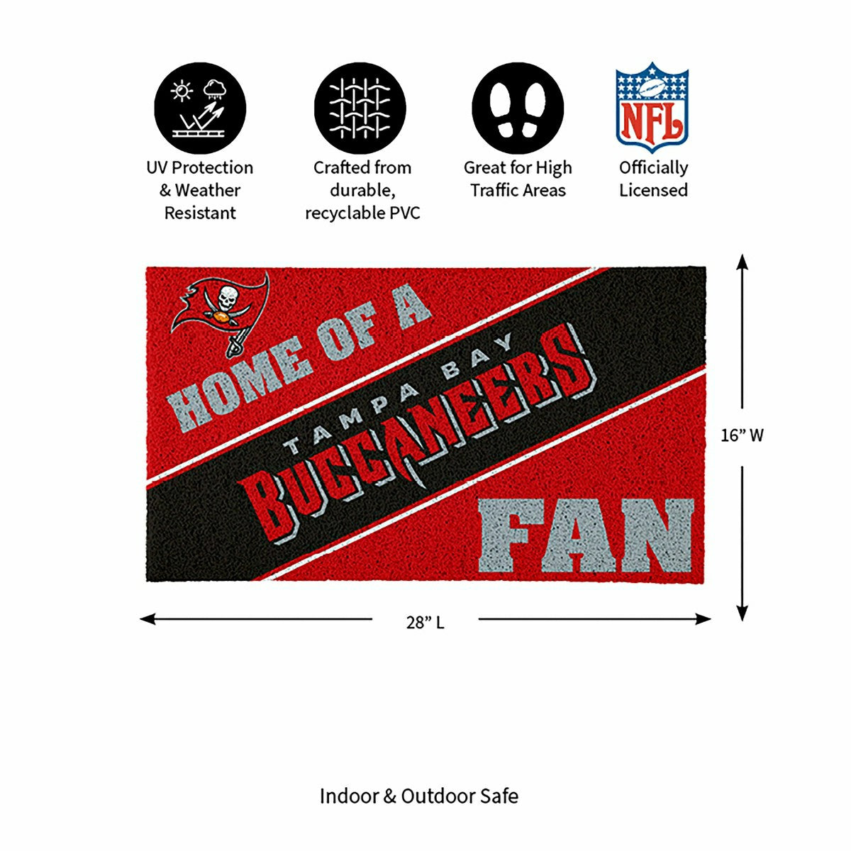 Tampa Bay Buccaneers, PVC Mat COLOR, Home of a Fan - NFL