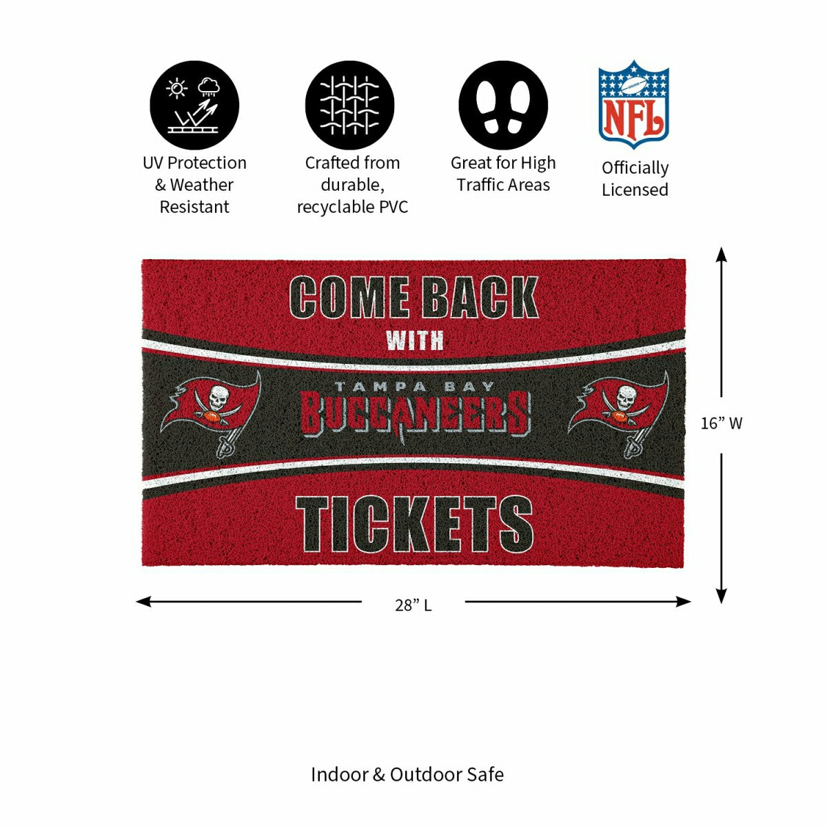 28" x 16" PVC Trapper Mat, Come Back with Tickets, Tampa Bay Buccaneer - NFL