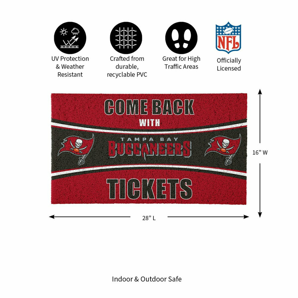 28" x 16" PVC Trapper Mat, Come Back with Tickets, Tampa Bay Buccaneer - NFL