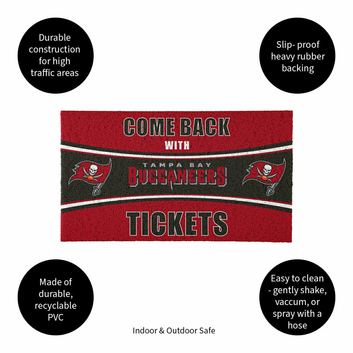 28" x 16" PVC Trapper Mat, Come Back with Tickets, Tampa Bay Buccaneer - NFL