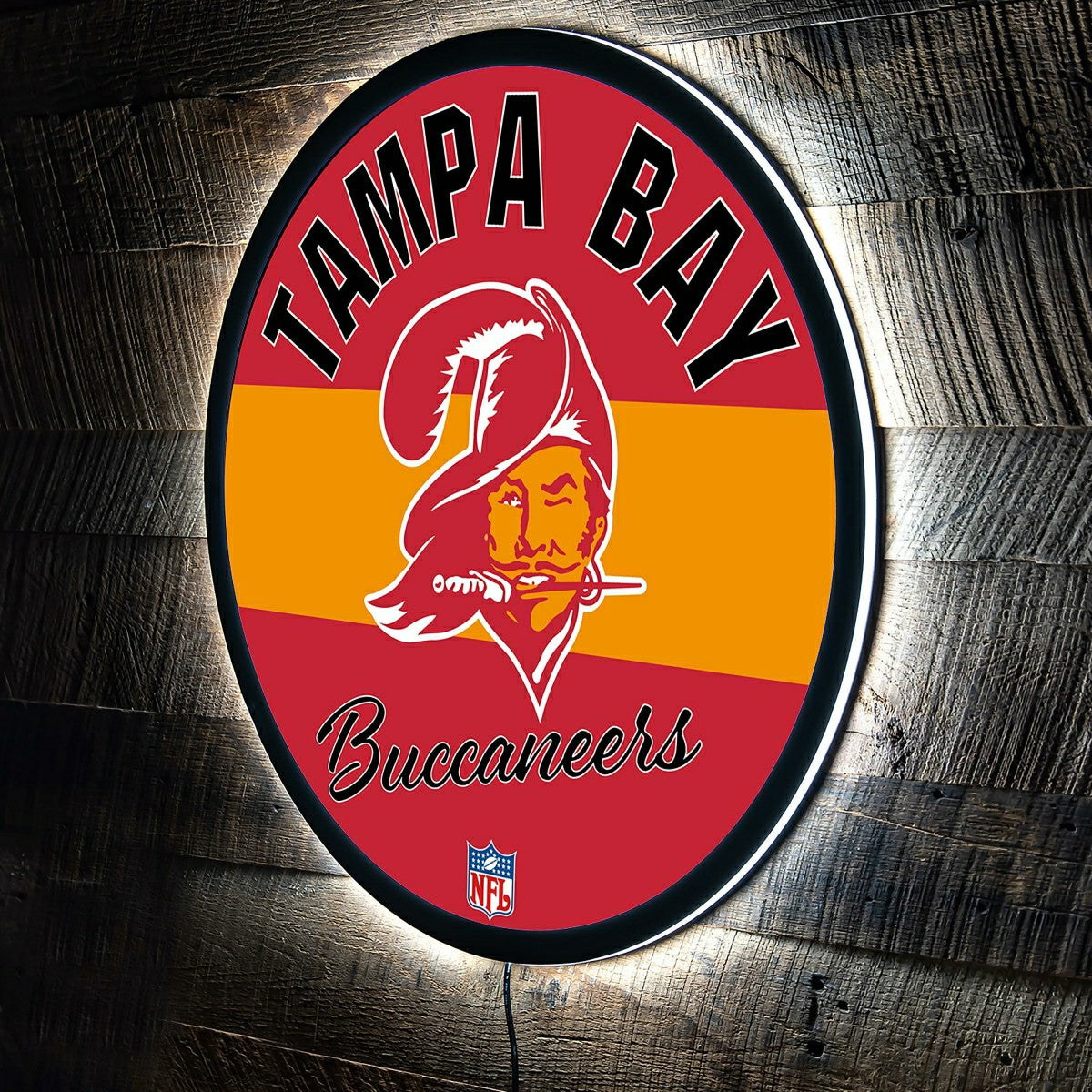 Tampa Bay Buccaneers NFL Football Large Round Vintage Edgelite LED Dec - NFL Home