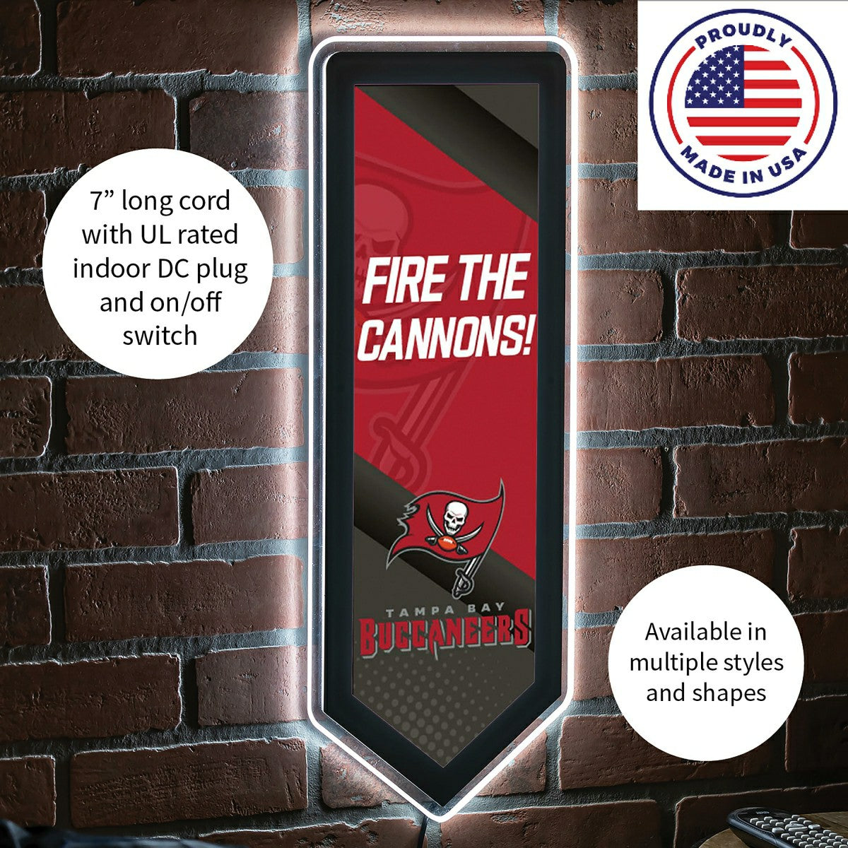 LED Wall Decor, Pennant, Tampa Bay Buccaneers - NFL Home