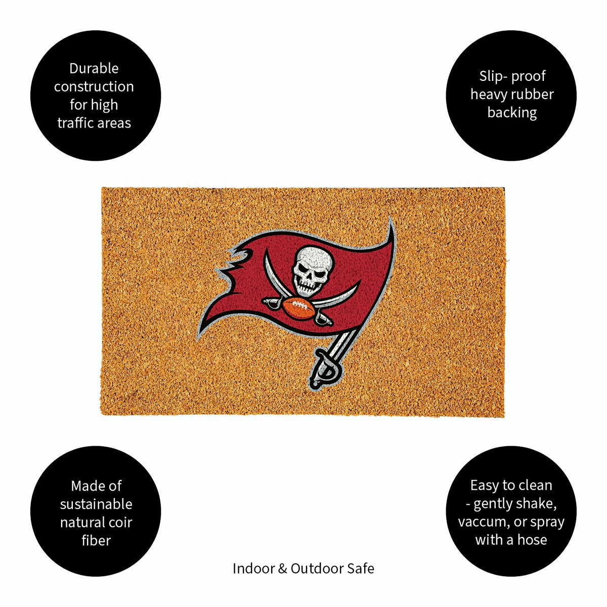 Coir Mat, 16"x28", Tampa Bay Buccaneers - NFL