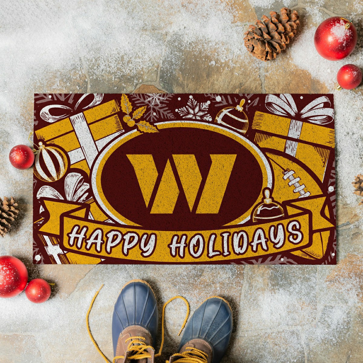 Washington Commanders Holiday PVC Mat, 28"x16" - NFL