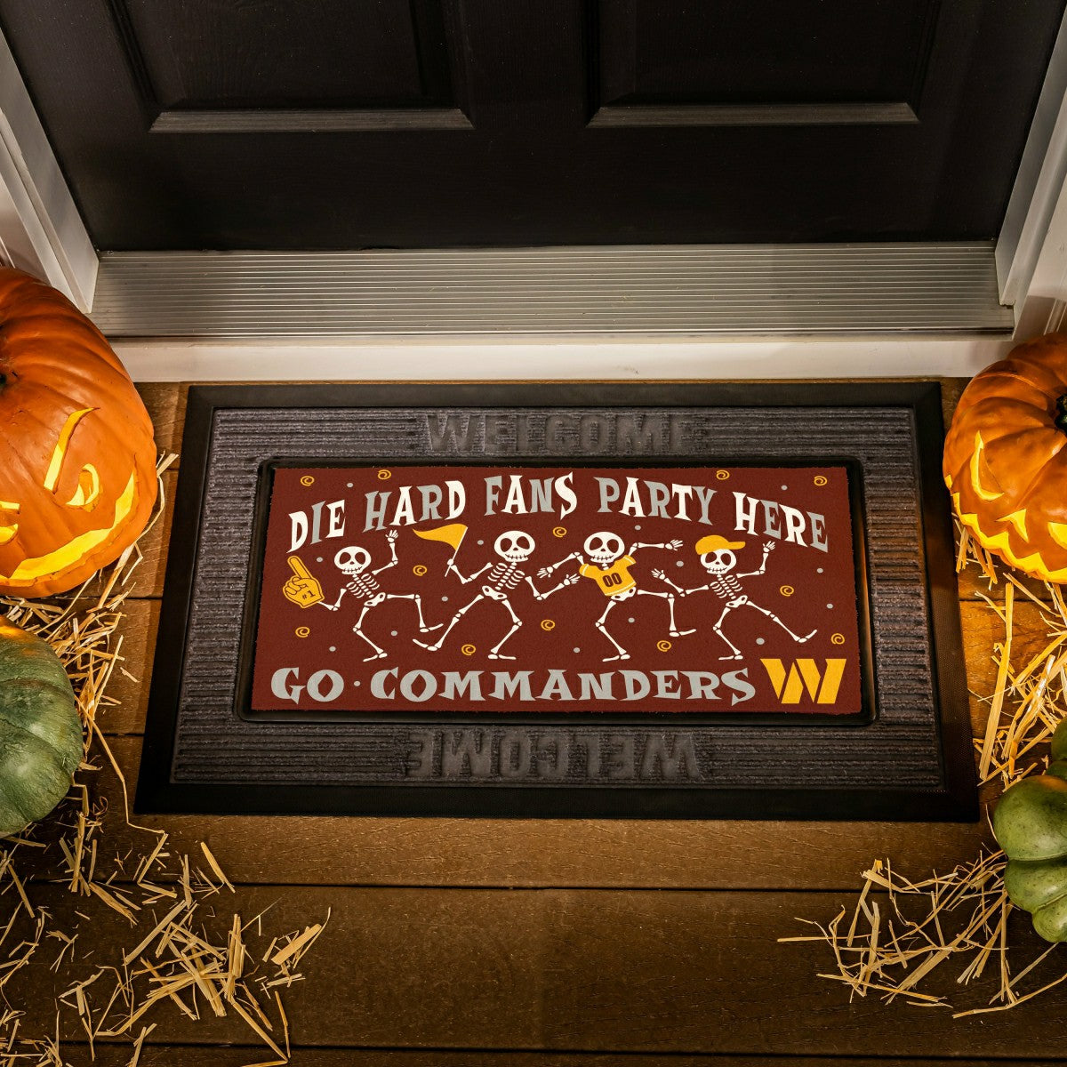 Washington Commanders Flocked Coir Halloween Sassafras Switch Mat, 22" - NFL