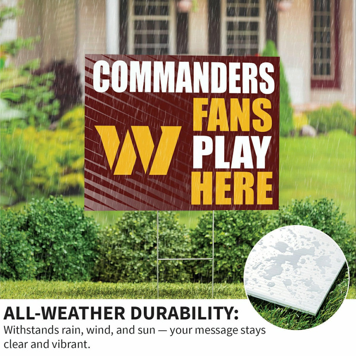 Washington Commanders Coroplast Yard Sign "Fans Play Here" - NFL Home