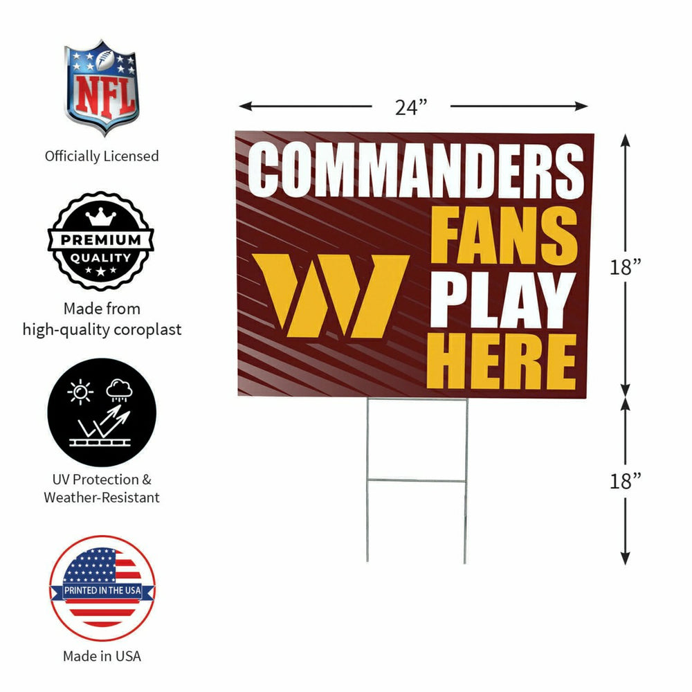 Washington Commanders Coroplast Yard Sign "Fans Play Here" - NFL Home