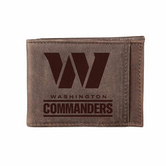 Front Pocket Wallet w/ RFID Blocking, Washington Commanders, Brown - NFL Home