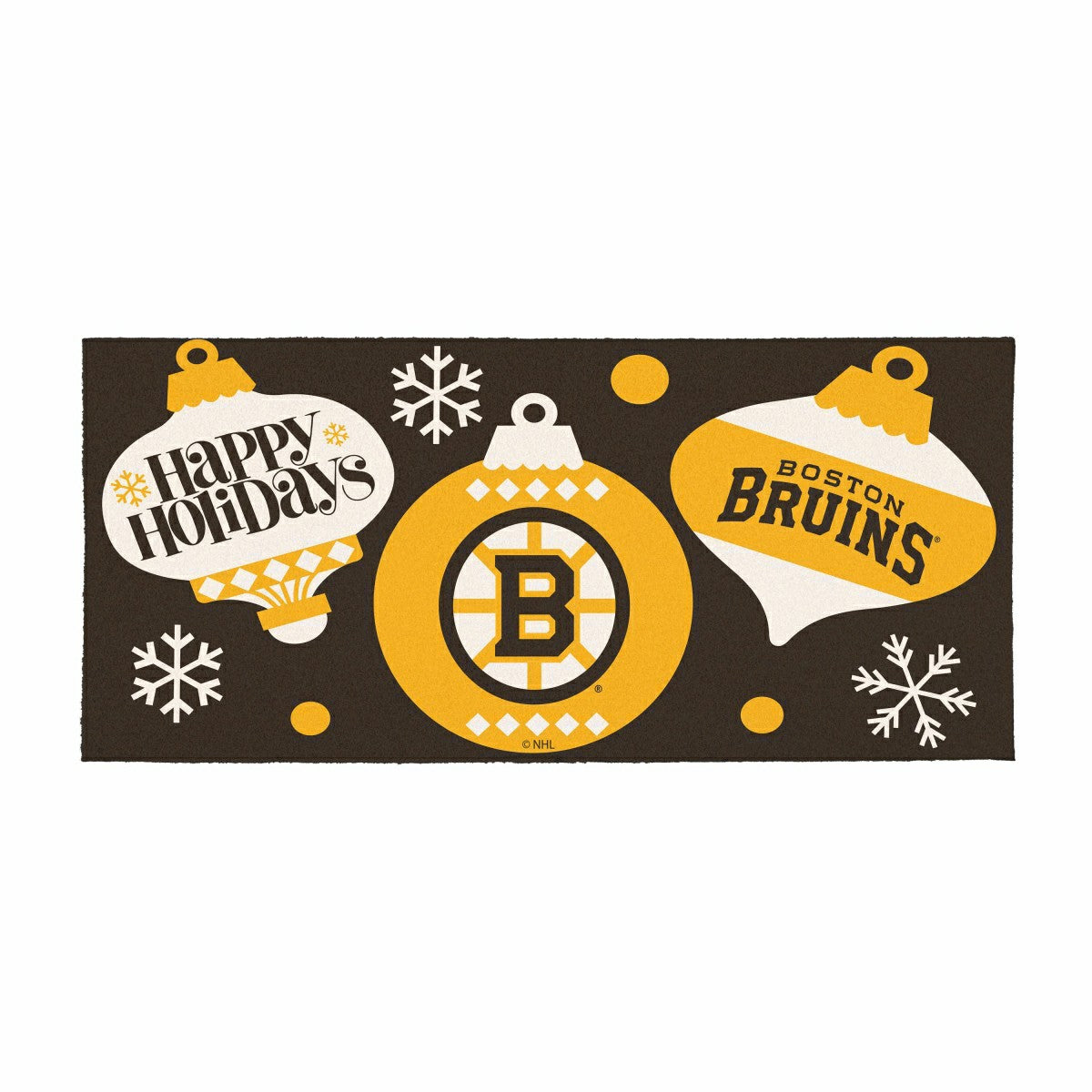 Boston Bruins Holiday Flocked Coir Sassafras Switch Mat, 22"x10" - NHL