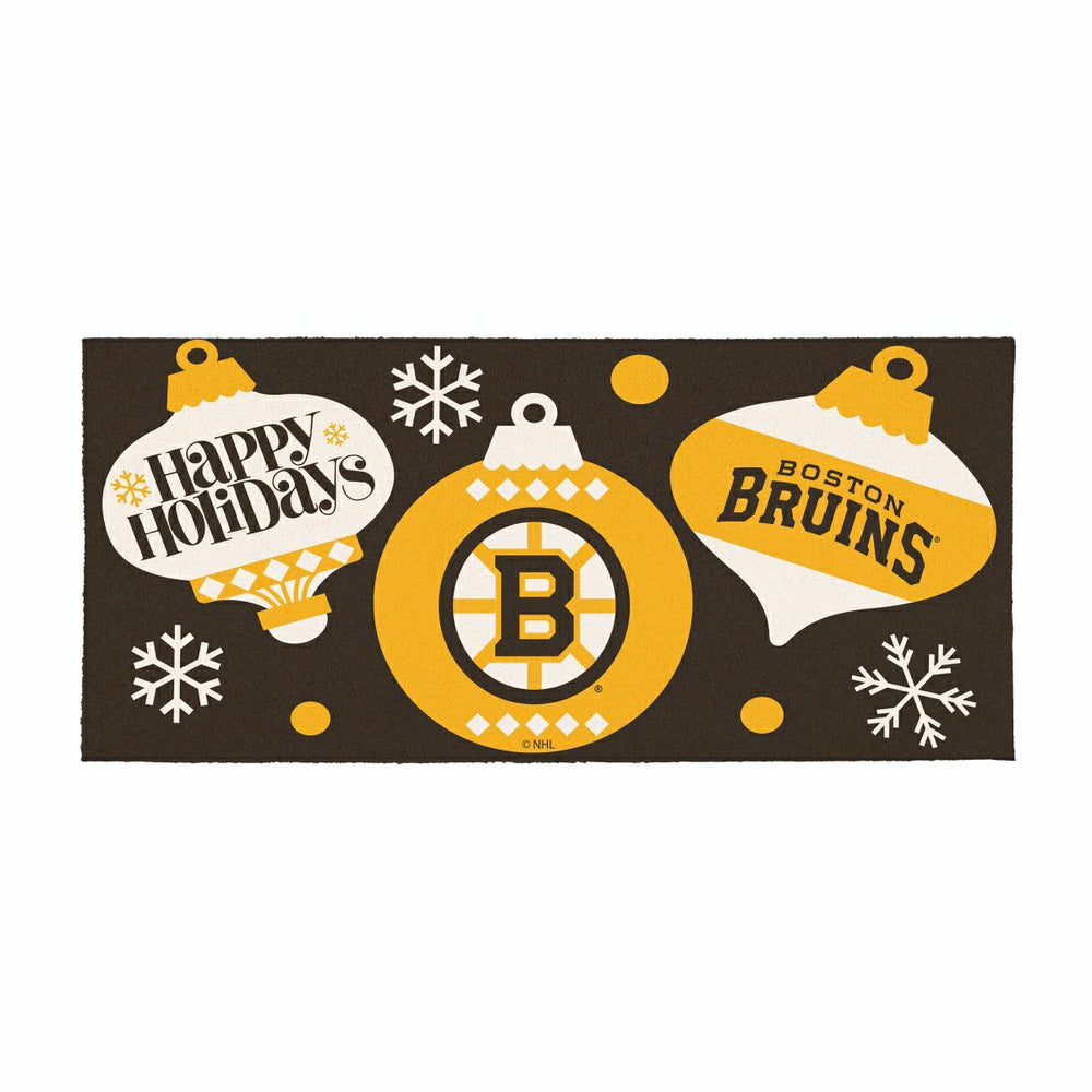 Boston Bruins Holiday Flocked Coir Sassafras Switch Mat, 22"x10" - NHL