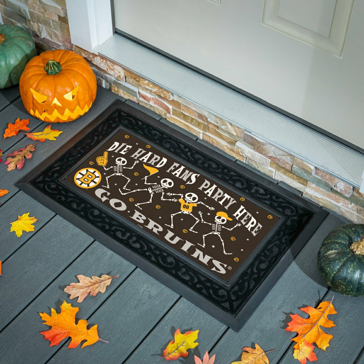 Boston Bruins Flocked Coir Halloween Sassafras Switch Mat, 22"x10" - NHL