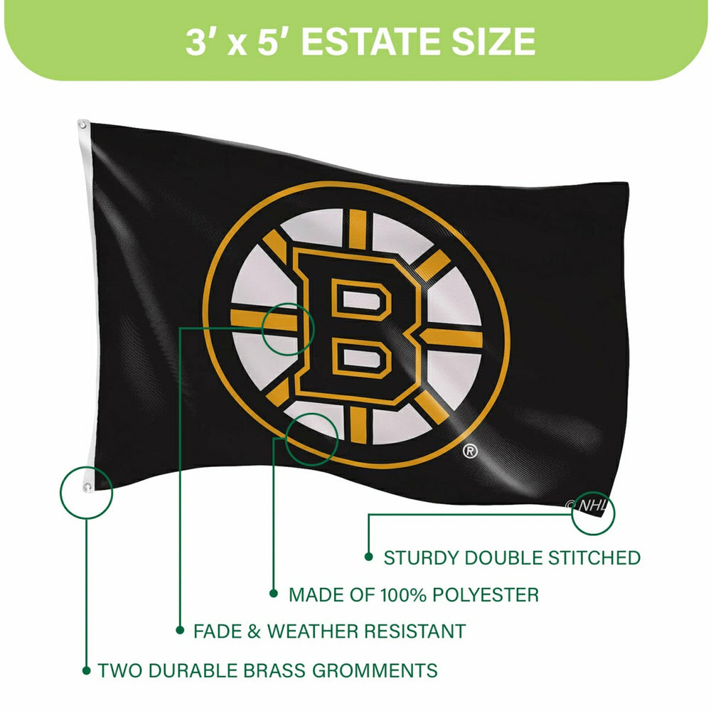 Boston Bruins Single Sided Flag with 2 Grommets, 3'x5' - NHL