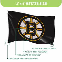 Boston Bruins Single Sided Flag with 2 Grommets, 3'x5' - NHL